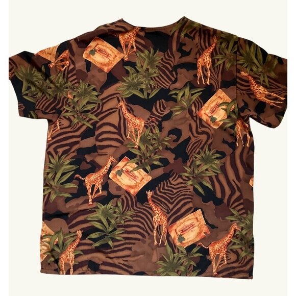 Silky Scrubs V-Neck Jungle Safari Giraffe Print Scrub Top M - Picture 6 of 8